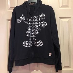 Disney Mickey Mouse I Love NY Black Zip Up Hoodie Sweatshirt Black Size L